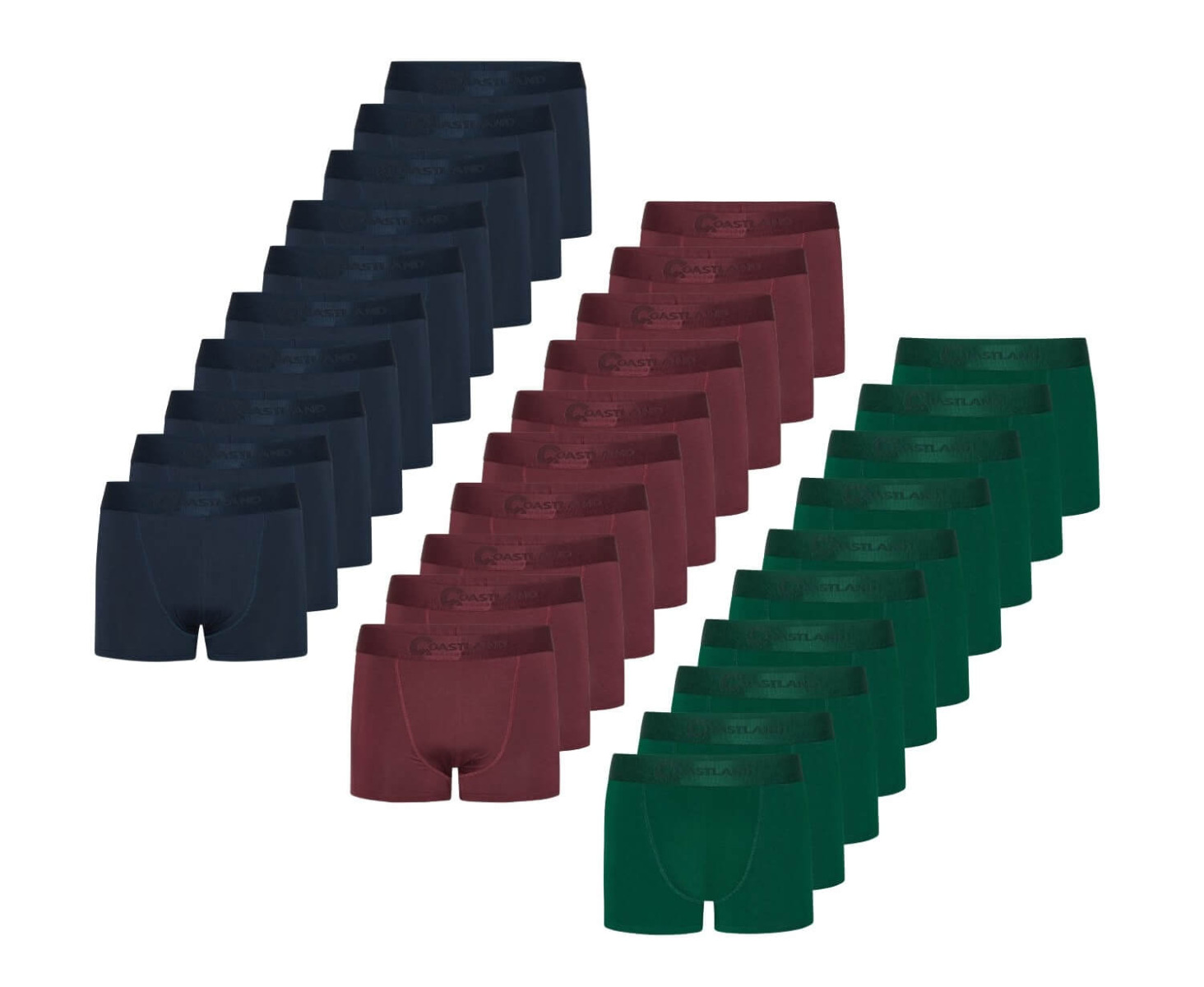 30 par bambus boxershorts, navy, grøn, bordeaux str. medium