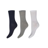 3-pak Decoy damestrømper med rib, navy, grå, hvid str. 37-41 - 