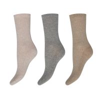 3-pak Decoy damestrømper med rib, multifarvet str. 37-41 - 