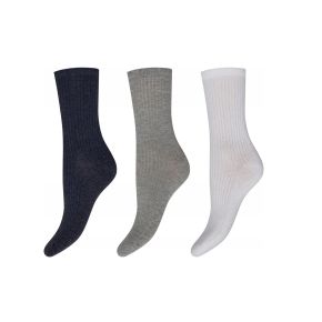 3-pak Decoy damestr&oslash;mper med rib, navy, gr&aring;, hvid str. 37-41 - Str&oslash;mpebukser