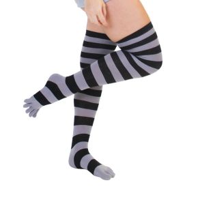 Stribede tåstrømper TOETOE Over Knee, Sort/Grå - One-size - 