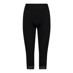 Decoy capri leggings (3/4 længde) med blondekant sort - Damer
