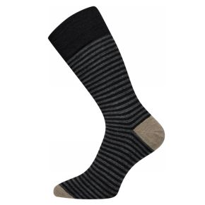 Stribede Egtved uldsokker uden elastik, sort - Sokker uden elastik