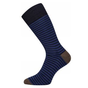 Stribede Egtved uldsokker uden elastik, navy - Kompressionssokker