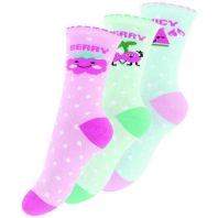 3 par børnestrømper med frugtmotiver -