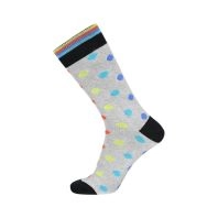 JBS sokker, Lysegrå med multifarvede prikker -