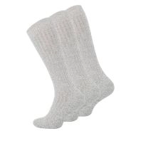 3 par lysegrå knælange uldsokker - 
