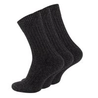 3 par mørkegrå uldsokker uden topelastik -