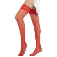 Selvsiddende Strømper Med Blondekant 15 denier, Rød -