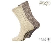 2 par uldsokker med skridsikker sål -