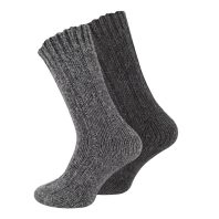 2 par kraftige uldsokker, mørkegrå - 