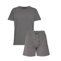 Mørkegråt pyjamassæt med t-shirt og shorts fra Decoy -