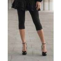 Sorte decoy capri leggings (3/4 længde) med blondekant -