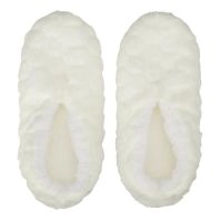 Plys hjemmesko med skridsikker sål, råhvid - 