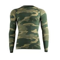 Langærmet termoundertrøje til mænd, camouflage grøn - 