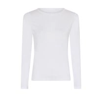 Hvid langærmet modal T-shirt (dame) - 