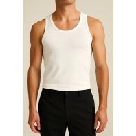 Hvid bambus tanktop til mænd - 