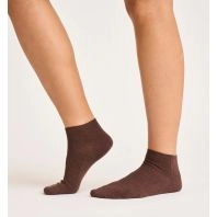 Brune bambus footies med rib, str. 37-41 -