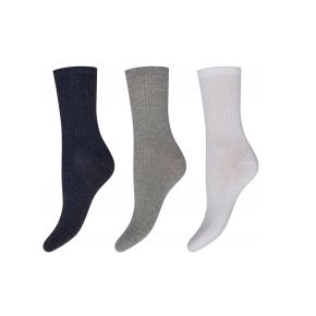 3-pak Decoy damestrømper med rib, navy, grå, hvid str. 37-41 - Decoy
