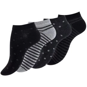 Ankelstrømper Damer 4-pak, Sort og grå - Str. 35-38 - Sokker str. 35