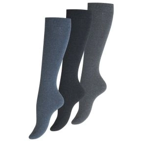 3-pak knæstrømper uden topelastik til damer blå str. 35-38 - Sokker str. 35