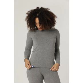 Langærmet t-shirt med merin ould til damer, grå, str. XL - Str. XS