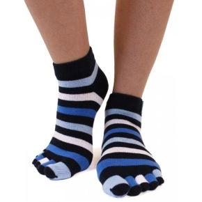 Ankel Tåsokker TOETOE Essential, Stripy Denim (Korte Sokker) - Tåstrømper Ankel (korte)