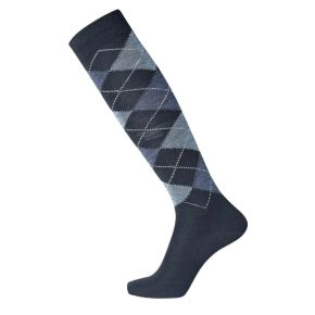 Knælange uldsokker fra Egtved, med tern, navy, str. 45-48 - Sokker str. 48