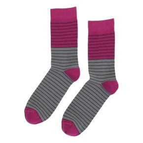 Socks CPH herrestrømper med striber, fuchsia / grå, str. 40-44 - Sokker str. 43