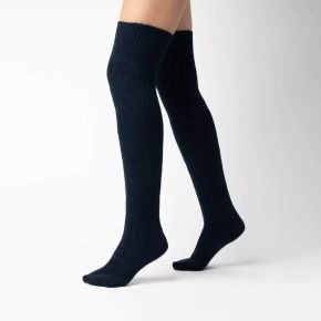 Over-Knee Kraftig Uld Damestrømper - Navy (One-Size) - Hyggesokker