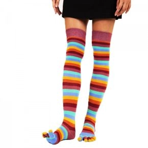 Stribede tåstrømper TOETOE Over Knee, Meadow - One-size - Tåsokker Over-Knee