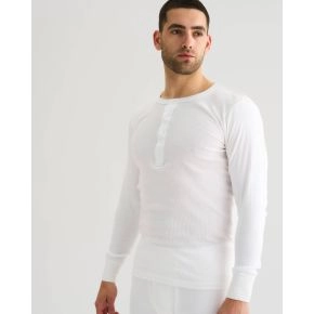 Hvid JBS Original Langærmet T-shirt med knapper - Trøjer til mænd