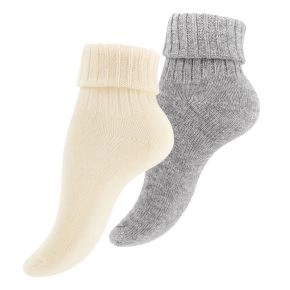 2 par korte uldsokker, alpaka, råhvid og lysegrå, str. 35-38 - Sokker str. 38