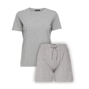 Lysegråt pyjamassæt med t-shirt og shorts fra Decoy - Shorts - Damer
