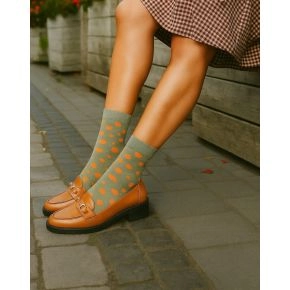 Socks CPH Damestrømpe - Dots Støv grøn - 