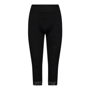 Decoy capri leggings (3/4 længde) med blondekant sort - 