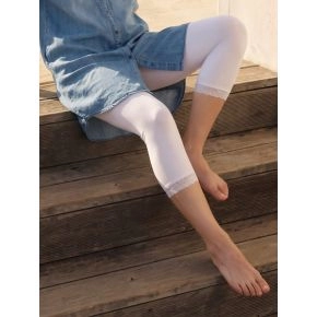 Decoy capri leggings (3/4 længde)med blondekant hvid - Bukser, leggings og shorts