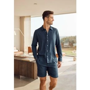 Navy bambus- og hør shorts til mænd, JBS of Denmark - 