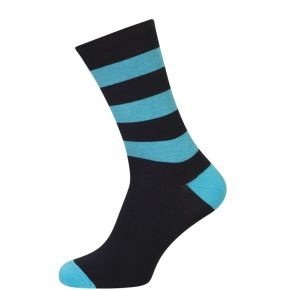 Sorte strømper med blå striber str. 43-46 - Sokker str. 43