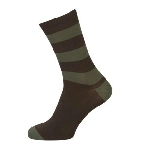 Brune strømper med grønne striber str. 43-46 - Sokker str. 43