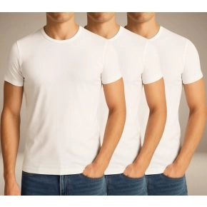 3-Pak Hvide Bambus T-Shirts, str. 4XL - Str. 4XL