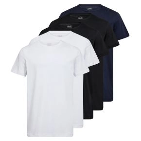 5-pak t-shirts til mænd, sort, hvid og navy str. large - Str. large