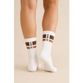 Socks CPH tennissokker med brune striber - Damestrømper
