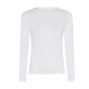Hvid langærmet modal T-shirt (dame) -