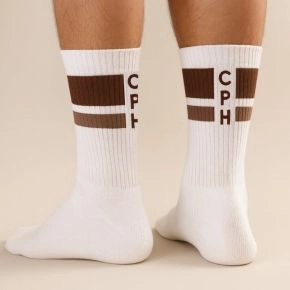 Socks CPH tennissokker med brune striber str. 43-46 - Sokker str. 43