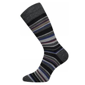 Grå Egtved uldsokker med striber - Uldundertøj