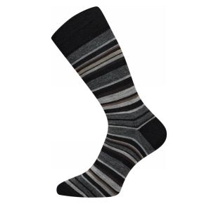 Sorte Egtved uldsokker med striber - Uldundertøj