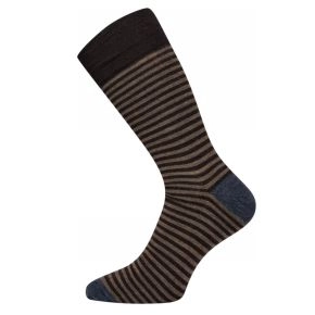Stribede Egtved uldsokker uden elastik, brun - Mænd