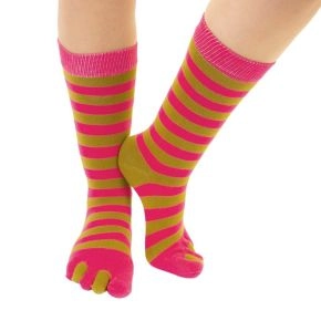 Tåsokker, TOETOE Essential, Stripy Gold - One-size - Tåsokker Mid-Calf