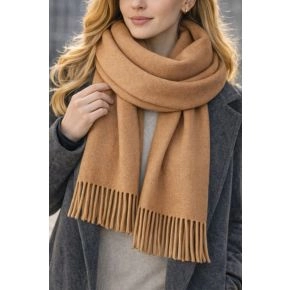 Camelfarvet halstørklæde i 100% uld til kvinder - Tilbehør
